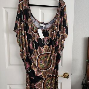 Black Paisley Print Boho Tunic Dress